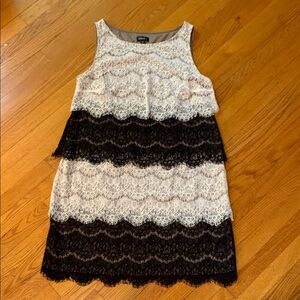 SL Fashions Black and White Lace Tiered Sheath Dress Size 18W